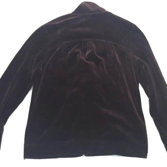 Chico's Women's Brown Velour zip Jacket Size 2 - Picture 3 of 6